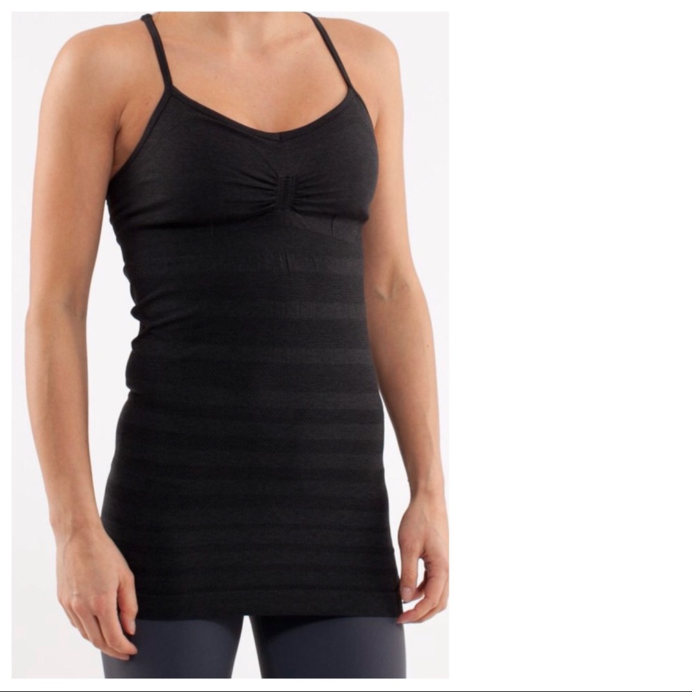 Lululemon Ebb & Flow Tank Top 6 Black Stretch Stripes Shirt
